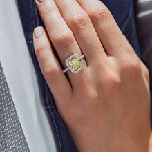 5.22 Carat Radiant Cut Fancy Yellow Diamond Ring