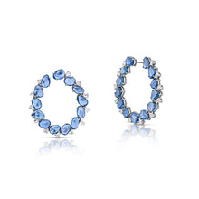 18.79 Carat Sapphire and Diamond Front-Facing Hoop Earrings