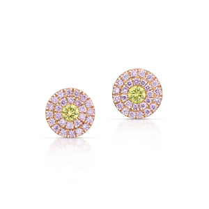 1.14 Carat Fancy Color Diamond Pavé Stud Earrings