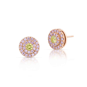 1.14 Carat Fancy Color Diamond Pavé Stud Earrings