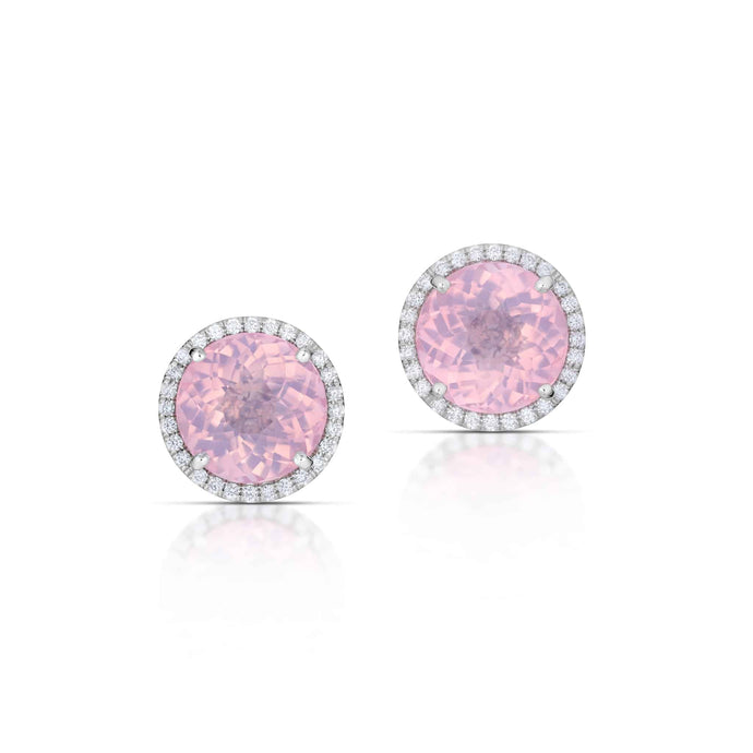 8.52 Carat Rose Quartz and Diamond Earrings