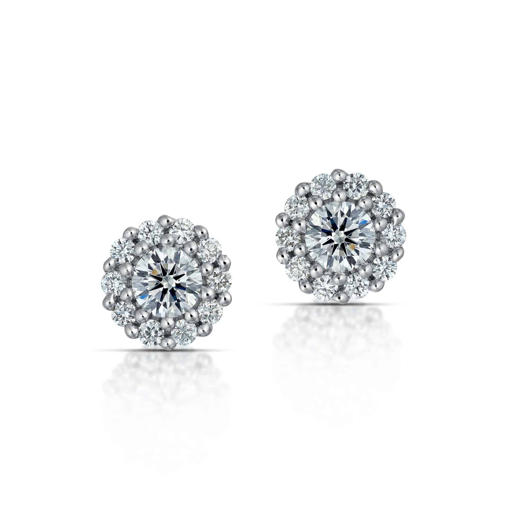 0.50 Carat Round Diamond Halo Stud Earrings