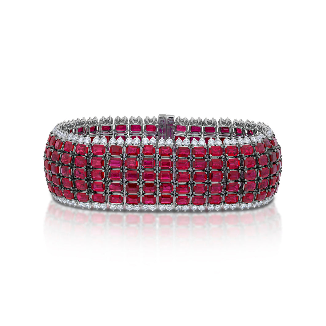 41.15 Carat Ruby and Diamond Bracelet