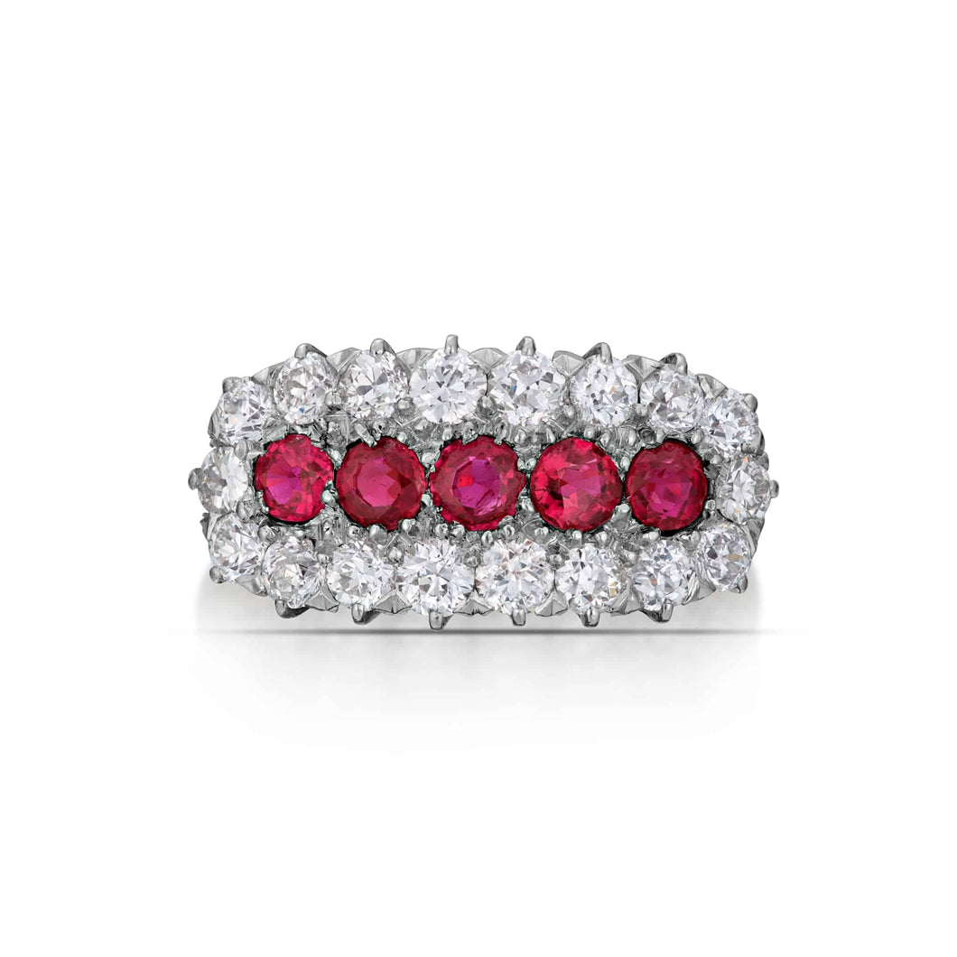 0.60 Carat Antique Ruby and Diamond Ring