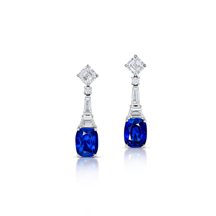 8.43 Carat Burmese Sapphire and Diamond Earrings