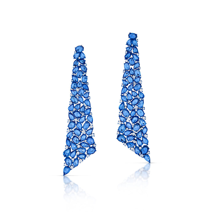 22.62 Carat Sapphire and Diamond Chandelier Earrings