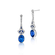 8.09 Carat Sapphire and Diamond Art Deco Style Earrings