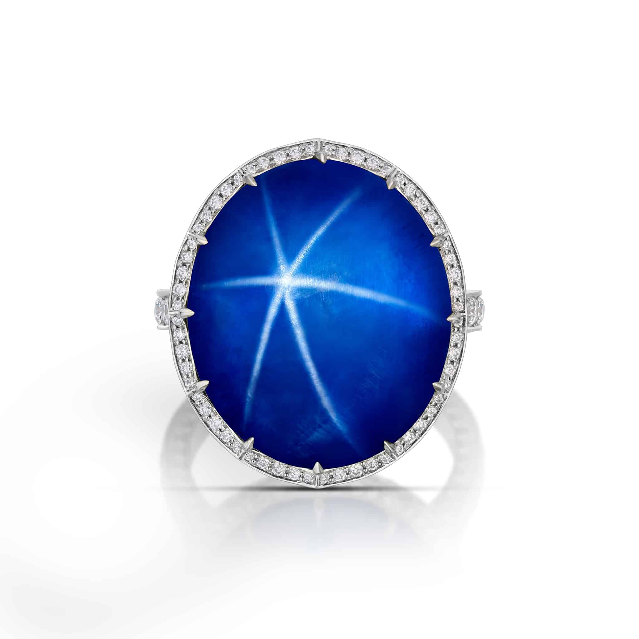 Buy Vintage Blue Star Sapphire Diamond Ring in 14K White Gold Online in  India - Etsy