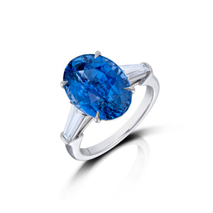 10.37 Carat Blue Sapphire and Diamond Ring