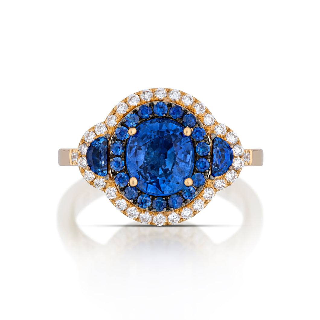 2.15 Carat Sapphire and Diamond Halo Ring