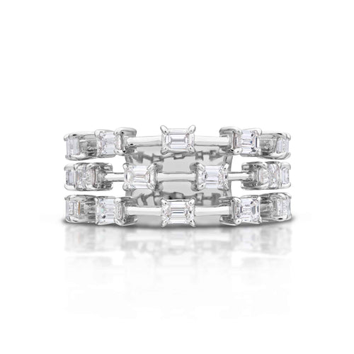 2.19 Carat Three Row Diamond Band Ring