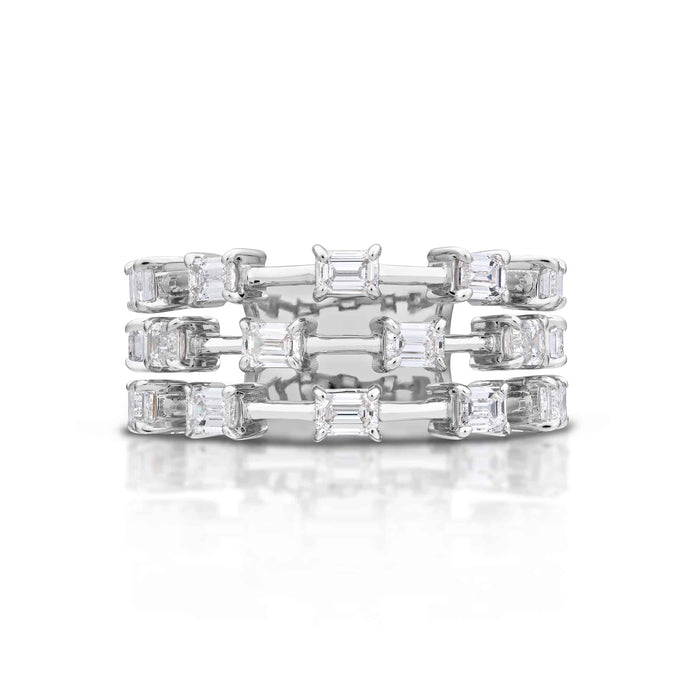 2.19 Carat Three Row Diamond Band Ring