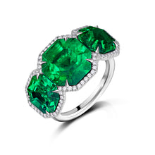 10.35 Carat Three-Stone Colombian Emerald Ring