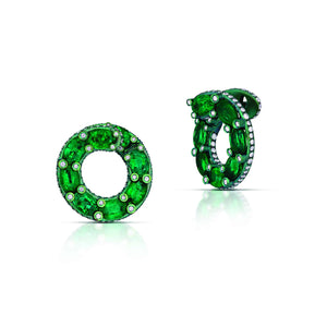 7.14 Carat Emerald and Diamond Hoop Earrings