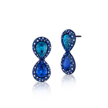 15.80 Carat Blue Zircon and Tanzanite Earrings