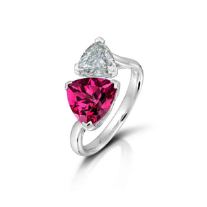 Pink Tourmaline and Diamond Bypass Ring