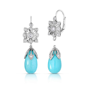 Turquoise and Diamond Convertible Drop Earrings