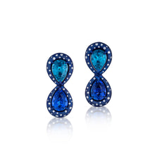 15.80 Carat Blue Zircon and Tanzanite Earrings