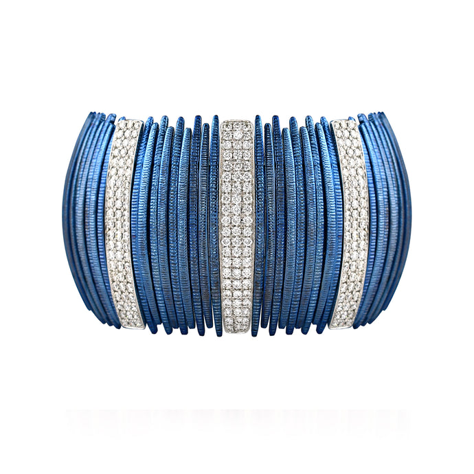 2.94 Carat Blue Titanium Diamond Cuff Bracelet