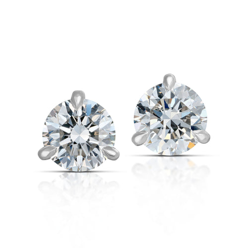 1.87 Carat Round Brilliant Diamond Stud Earrings