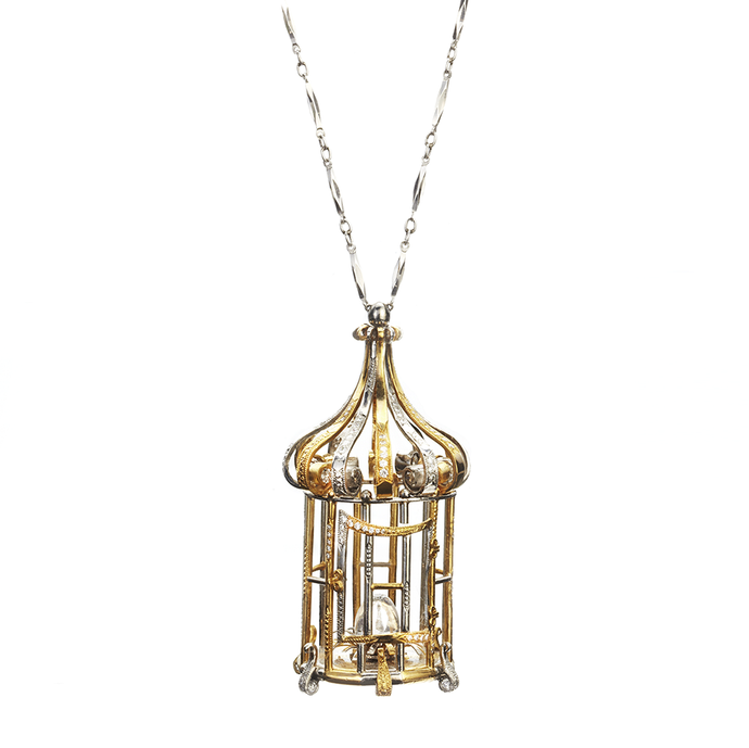 1.42 Carat Venetian Bird Cage Pendant