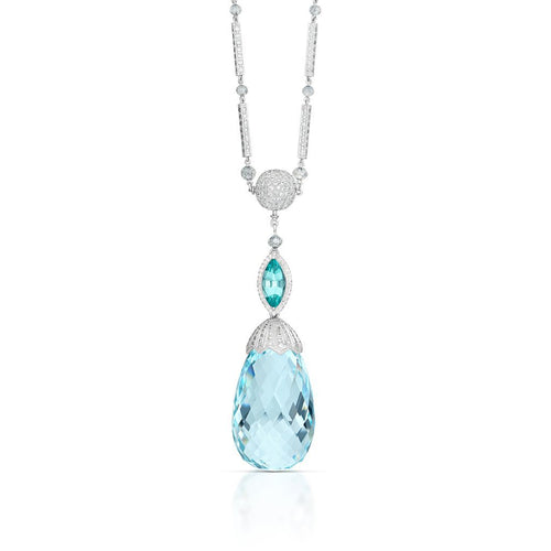138.98 Carat Aquamarine and Diamond Necklace