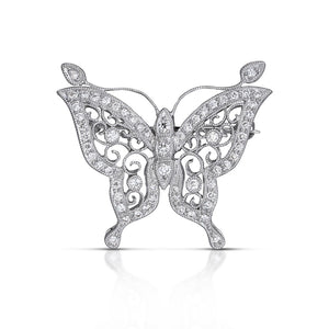 Vintage Diamond Butterfly Brooch