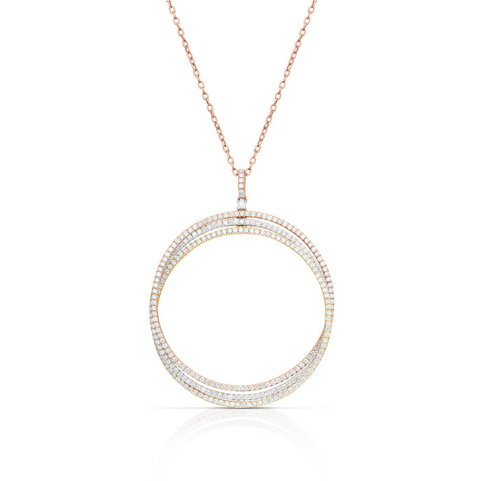 Tri Color Diamond Circle Necklace