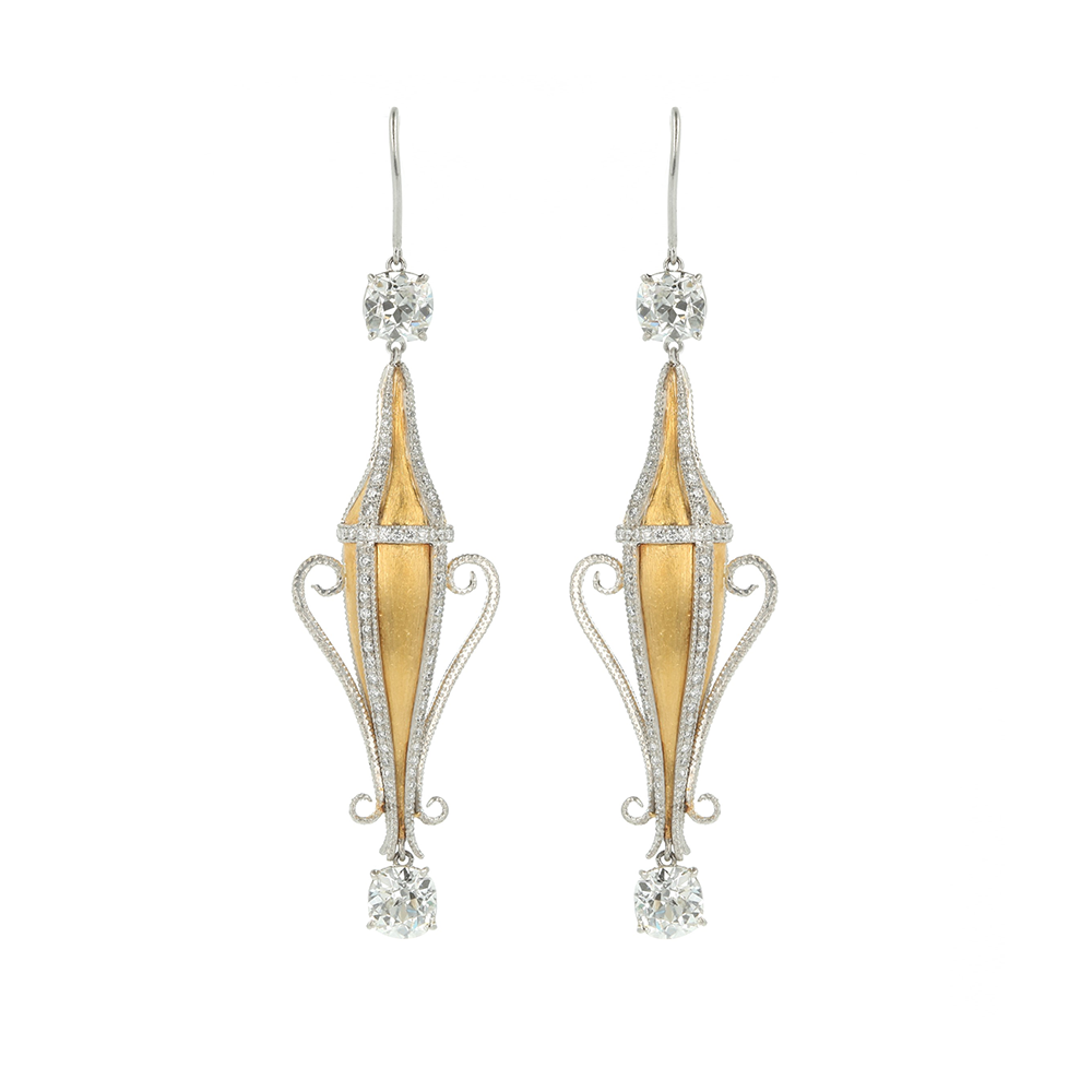 4.10 Carat Diamond and Gold “Amphora” Earrings