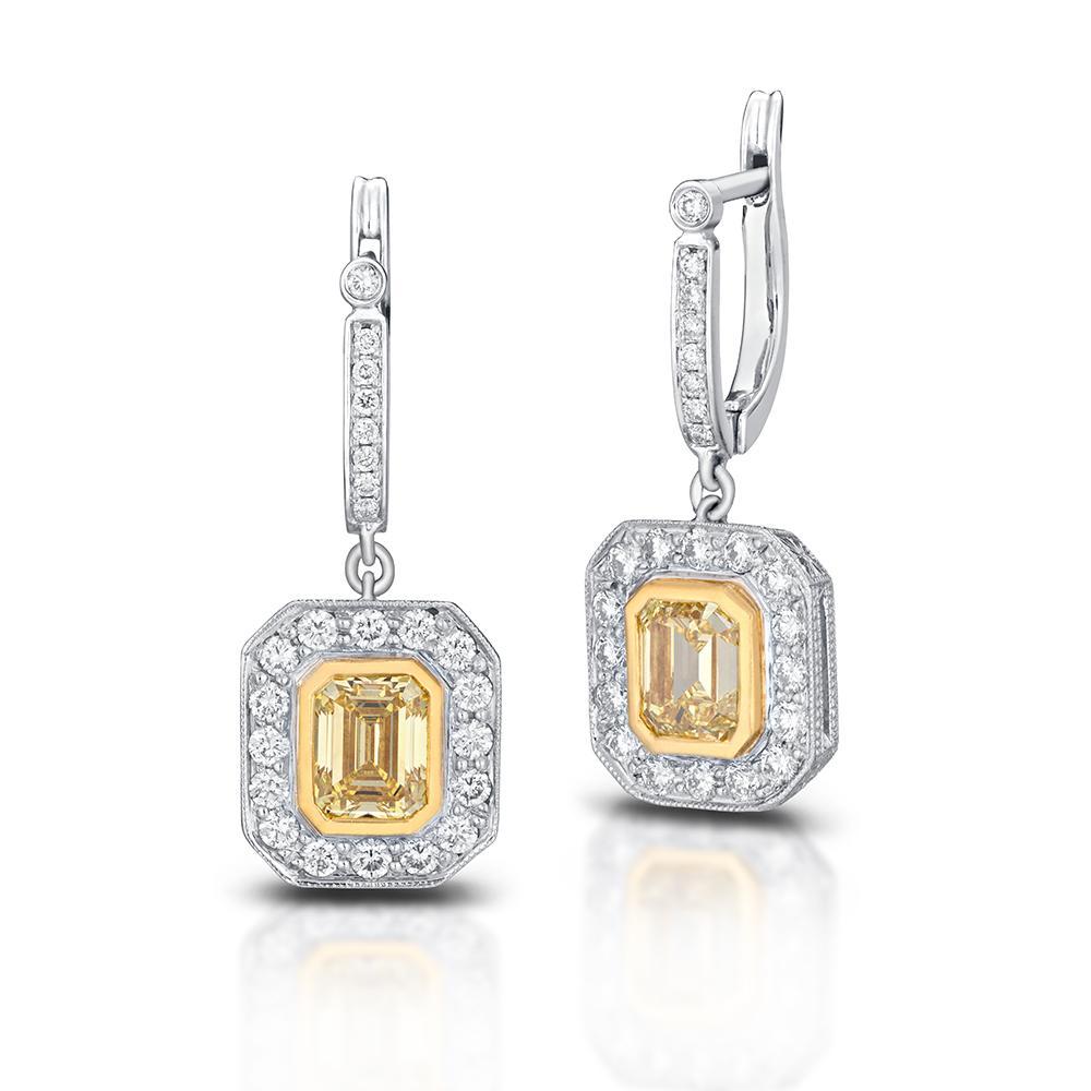 2.65 Carat Fancy Intense Yellow Diamond Earrings