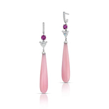 Pink Opal, Sapphire and Diamond Drop Earrings