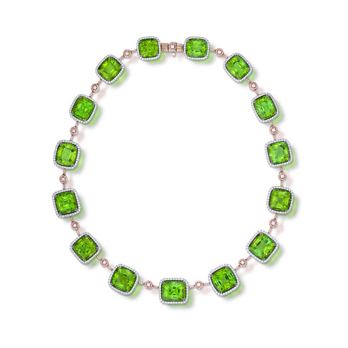 168.96 Carat Peridot and Diamond Necklace