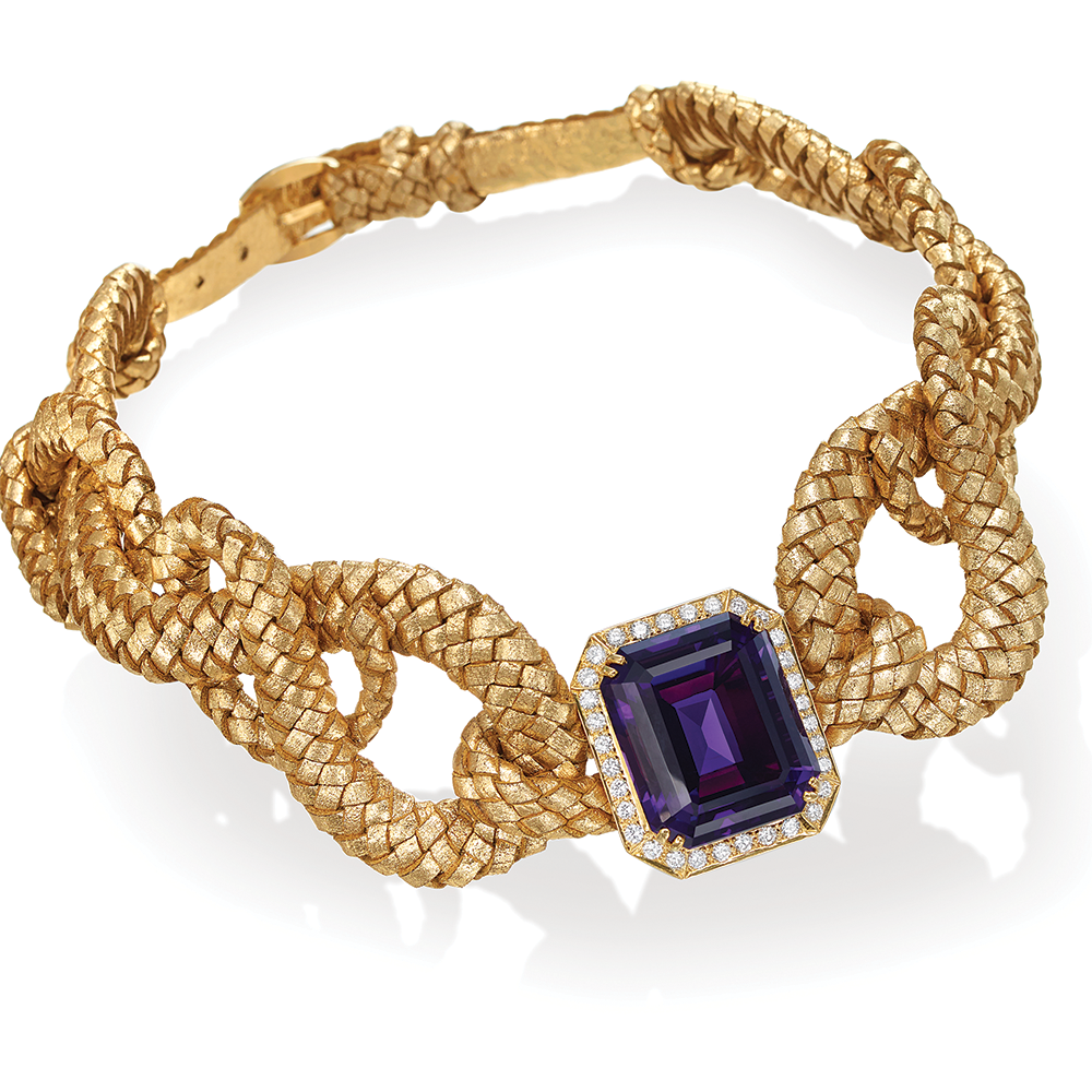 80.85 Carat Amethyst and Leather Necklace