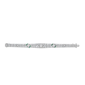 10.00 Carat Antique Diamond and Emerald Art Deco Bracelet