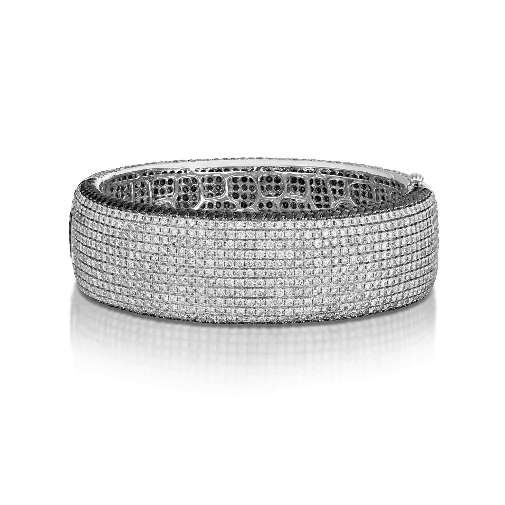 24.30 Carat Black and White Diamond Bangle Bracelet