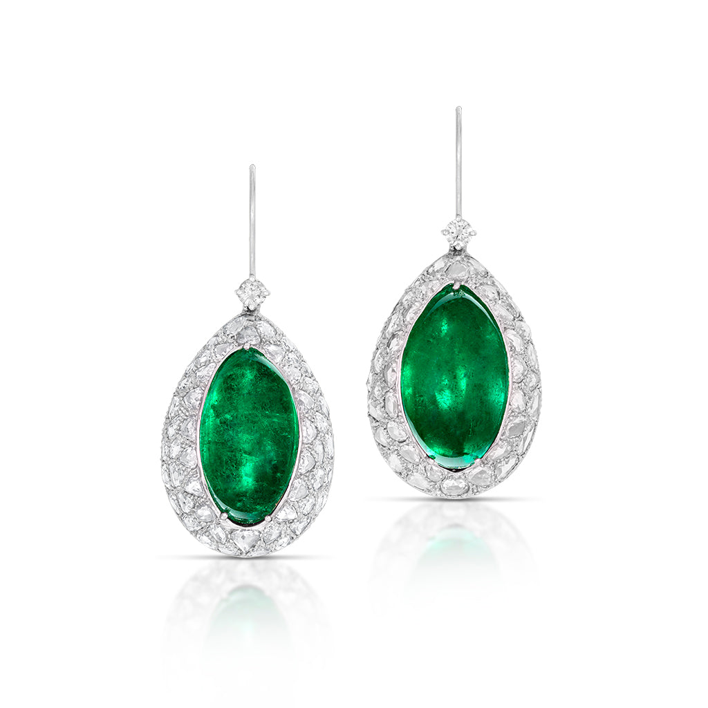 Emerald cabochon earrings shop