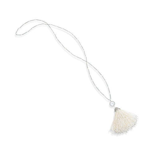 10.48 Carat Moonstone, Diamond, and Pearl Tassel Necklace