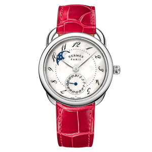 Hermes Arceau Petite Lune with Mother of Pearl Dial and Smooth Ember Leather Strap