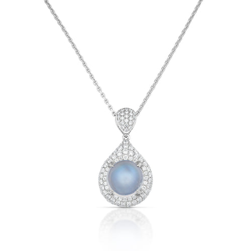 4.27 Carat Moonstone and Diamond Necklace