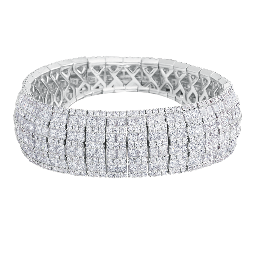 Princess-Cut Black & Round-Cut White Diamond Bracelet 2 ct tw Sterling  Silver 7” | Kay