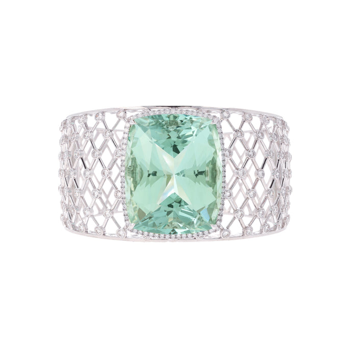 91.89 Carat Aquamarine and Diamond Cuff Bracelet