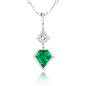 6.59 Carat Emerald and Diamond Pendant