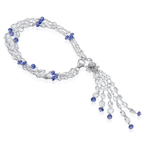 19.68 Carat Diamond Tassel Bracelet with Tanzanite Beads