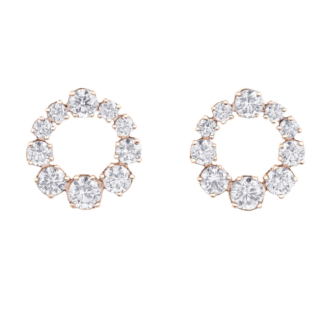 Diamond Circular Stud Earrings