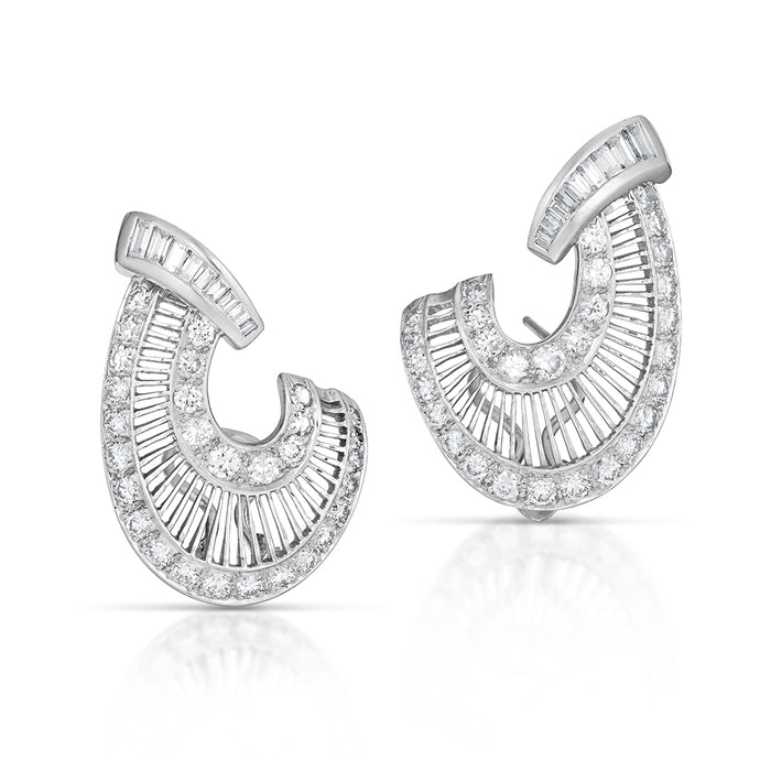 4.30 Carat Vintage Platinum Diamond Earrings