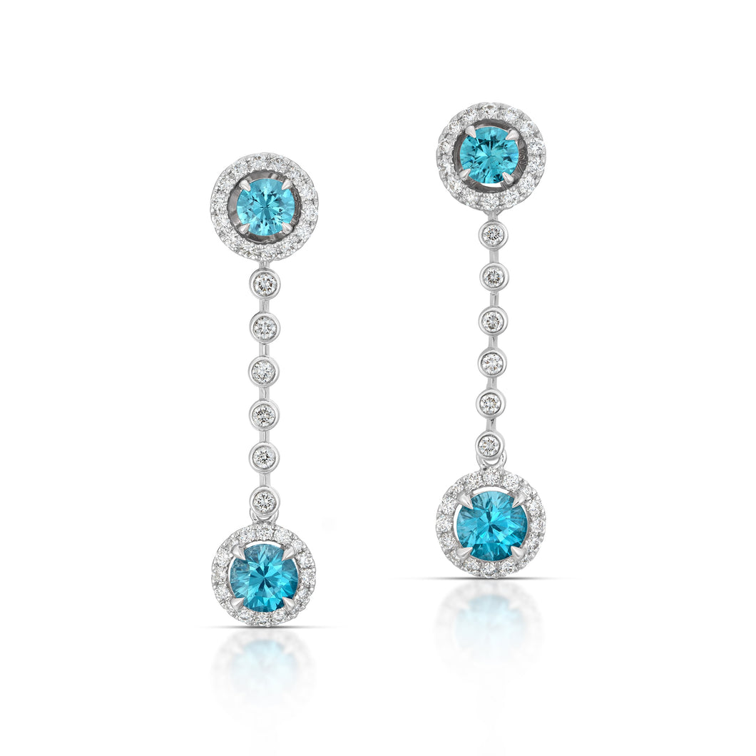 Blue Zircon and Diamond Convertible Earrings