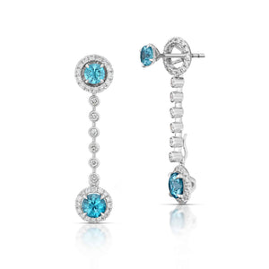 3.33 Carat Blue Zircon and Diamond Convertible Earrings
