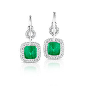 4.47 Carat Colombian Emerald and Diamond Halo Earrings
