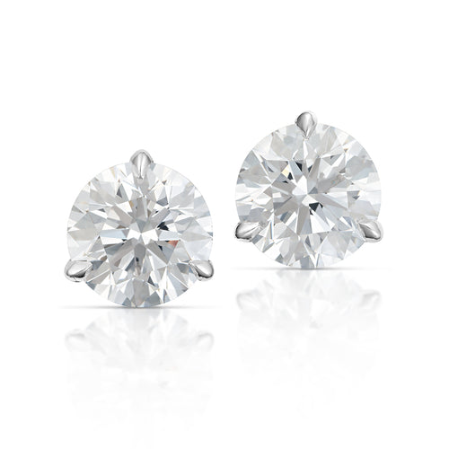 3.03 Carat Round Diamond Stud Earrings