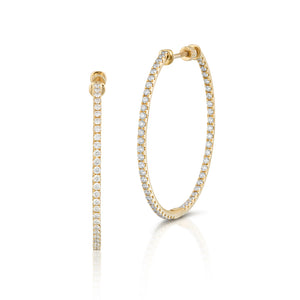 1.86 Carat Yellow Gold Diamond Inside Out Hoops